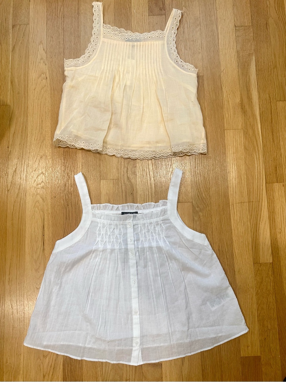 Lot Of 2 J. Crew Tanks Scallop-trim Tank Top In Ramie NWT White And Pale Yellow - Picture 4 of 10